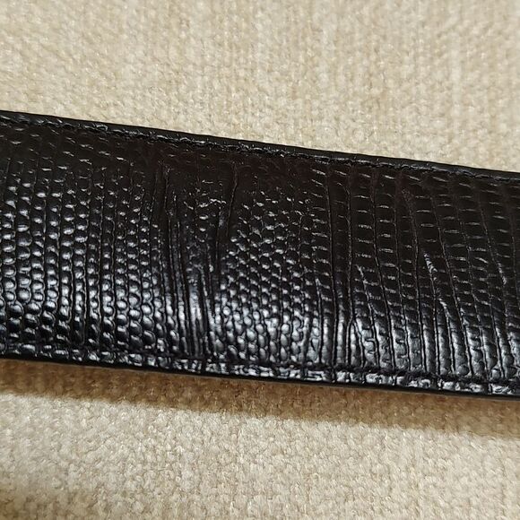 Brighton Black Snake Embossed Leather Belt Gold & Silver Buckle Loop & Links - Picture 7 of 11
